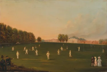 Erstes großes Cricket-Match der Mitglieder der Royal Amateur Society auf dem Hampton Court Green